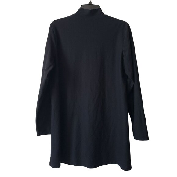 Eileen Fisher Black Full Zip Long Line Jacket Viscose Stretch Style J65 M Medium - Picture 2 of 12